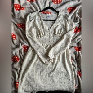 Cream Long Sleeve Dress